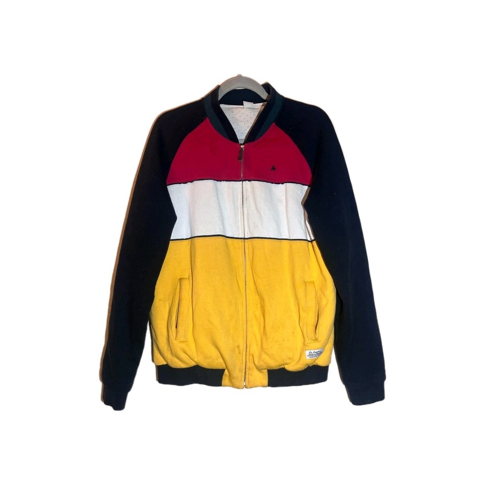 Le Coq Sportif Navy Full Zip Heavyweight Cotton Jacket Size‎ Large U99